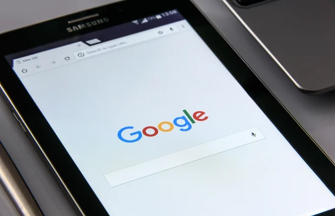 Tablet showing Google search