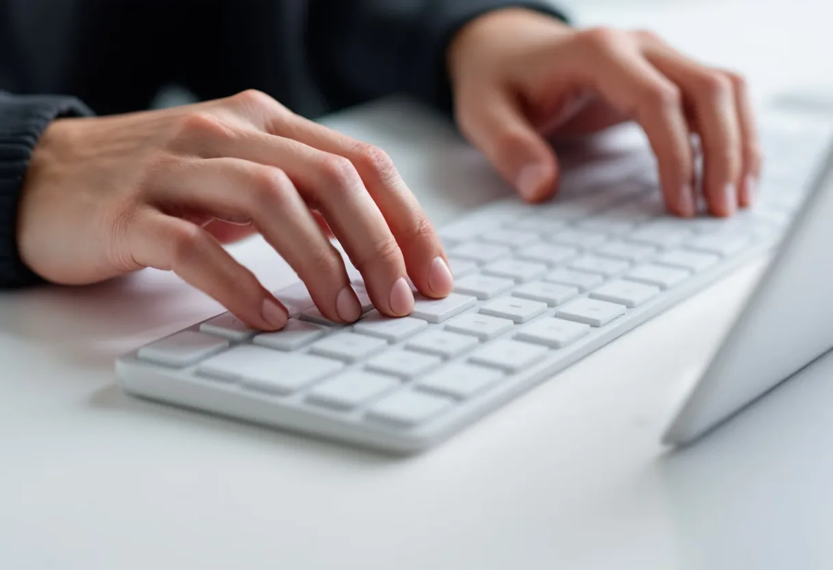 Hands working at a keyboard